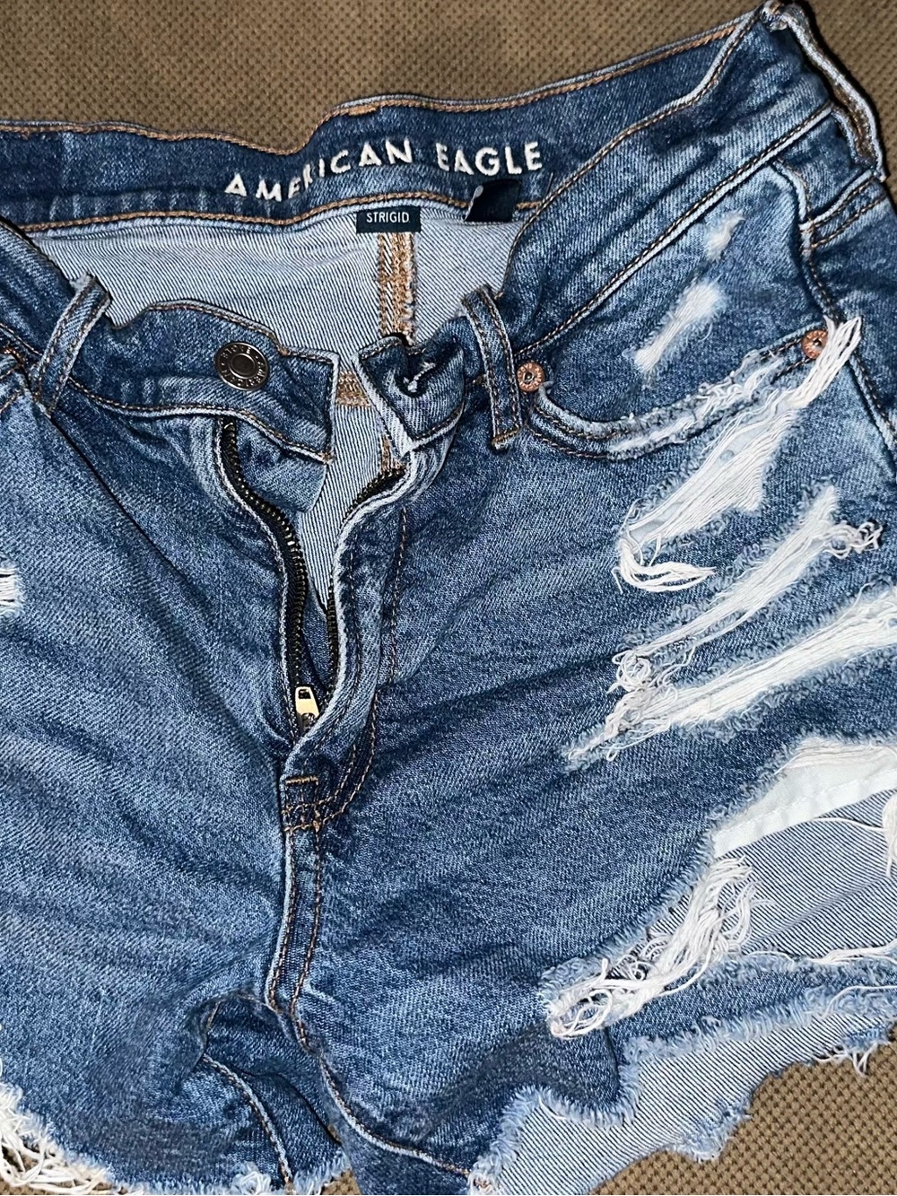 American Eagle Outfitters Blue Distressed Skinny Women's Shorts